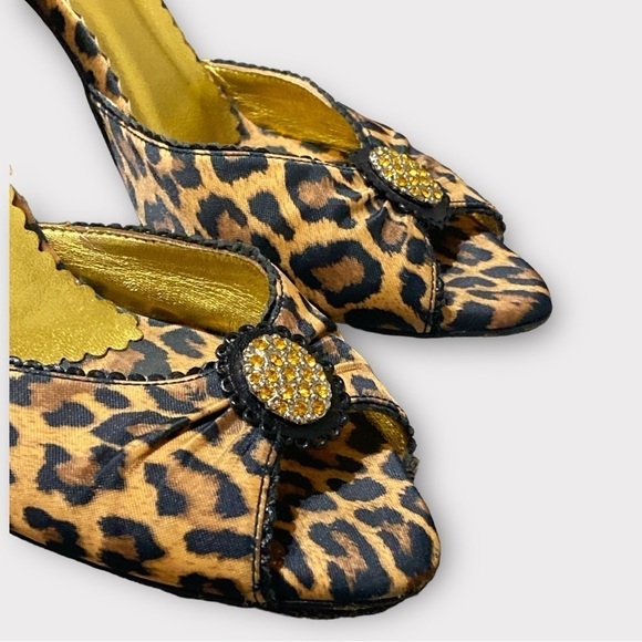 Charles David Leopard Animal Print Peep Toe 4” Heeled Pumps Women’s Size… - Picture 7 of 10